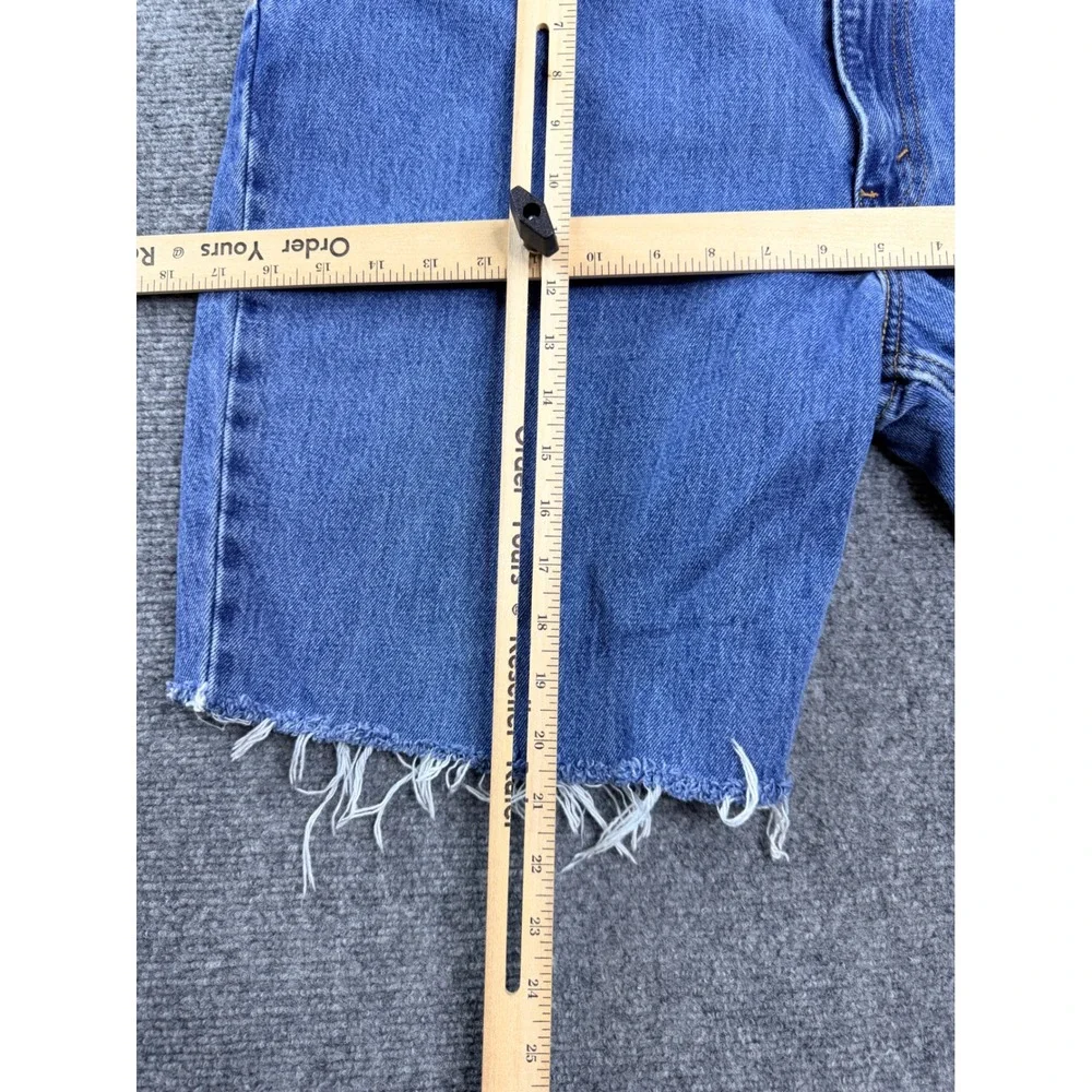 Levi 550 Mens Custom Cut Off Denim Shorts Blue Jean W42 Relaxed Fit Frayed Hem